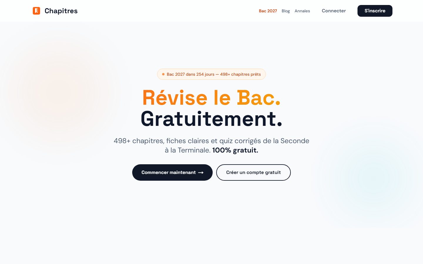 Page d'accueil du site meschapitres.fr